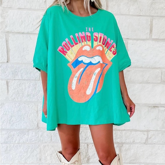 Oversized Rolling Stones Graphic Tee T-shirt top shirt S M L - Picture 2 of 4